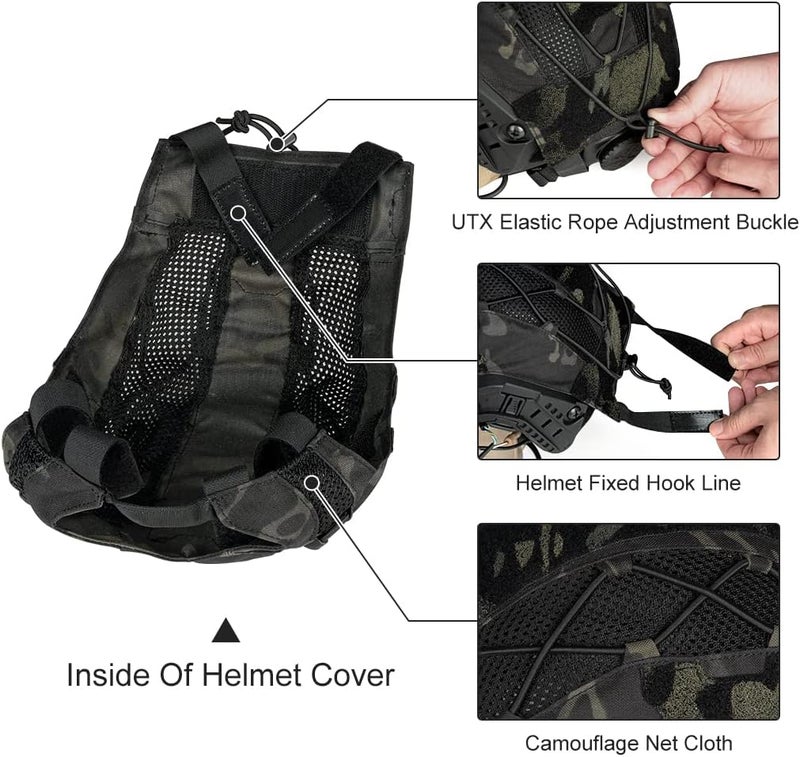 TOPTACPRO Tactical Helmet camo Cover for Fast Helmet in Size M/L, Paintball Shooting Gear - 500D Nylon -Without Helmet - Image 5